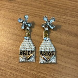 Beaded BRIDE champagne earrings